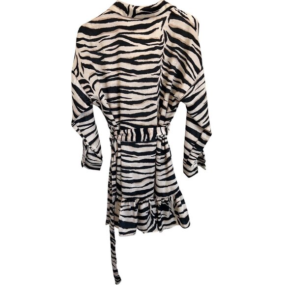 Zara Zebra Print Belted Shirt Dress - Picture 4 of 5